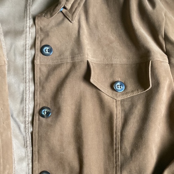 Vintage Faux Suede Button Down Shirt/Jacket Medium - Picture 4 of 5